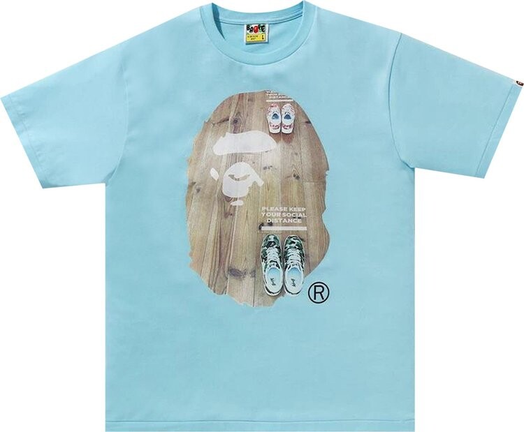 

Футболка BAPE Social Distance Big Ape Head Tee 'Blue/Sax', синий