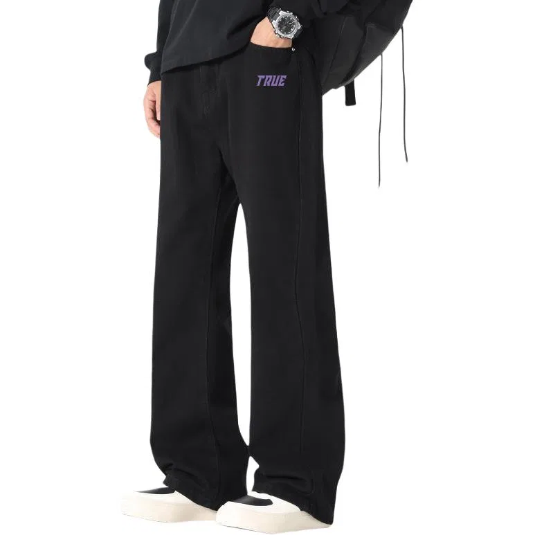 Детские джинсы-клеш с потертостями MINISO, Cat Whisker Craft Black Gray — фото 3