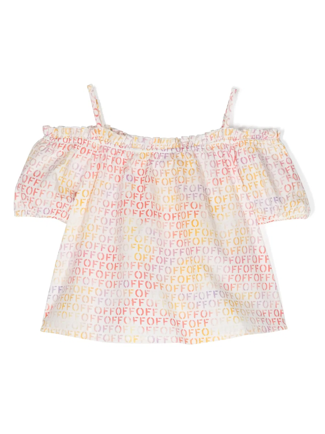 Блузка с логотипом из хлопка OFF-WHITE, белый