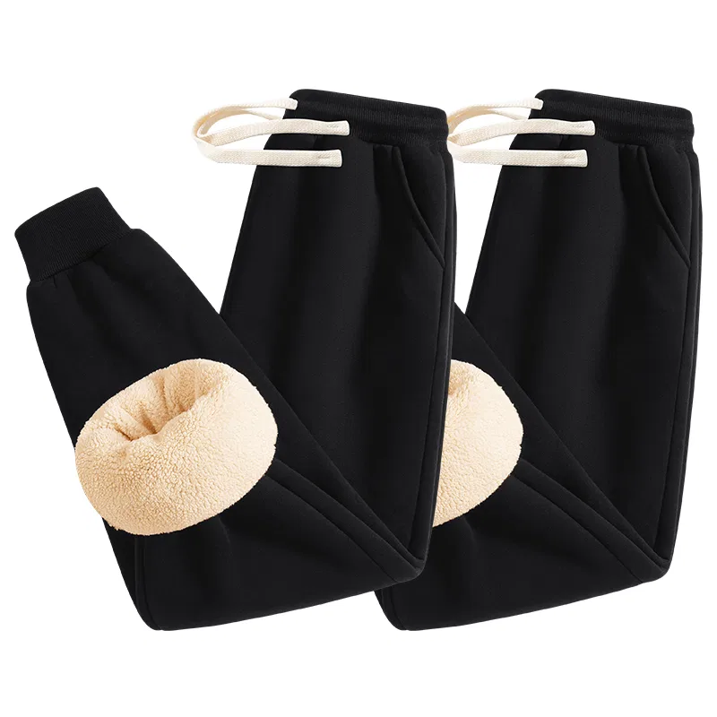 Детские утепленные флисовые штаны с манжетами MINISO, Black+Black