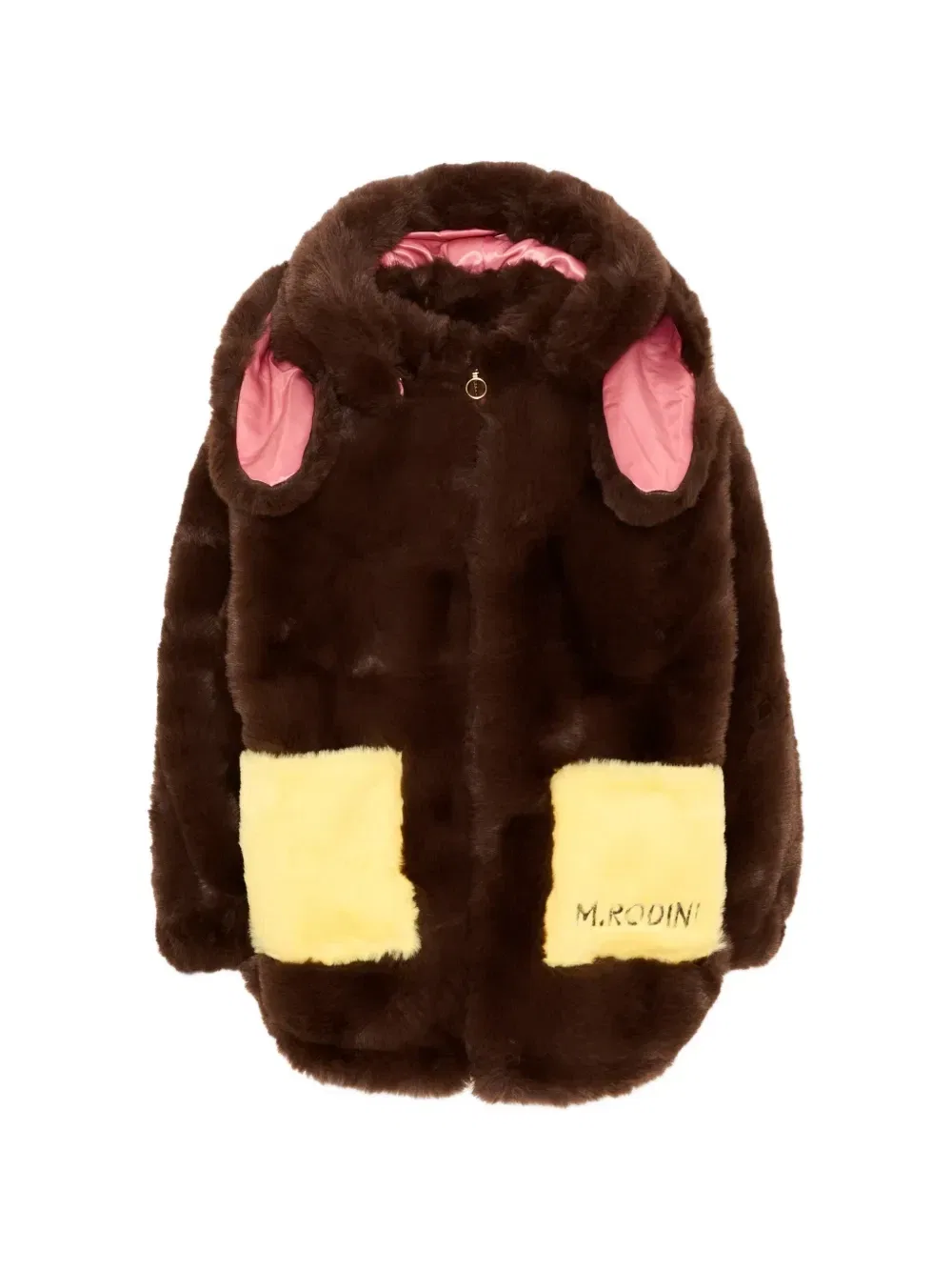 Куртка из искусственного меха с кроличьими ушками Mini Rodini, коричневый