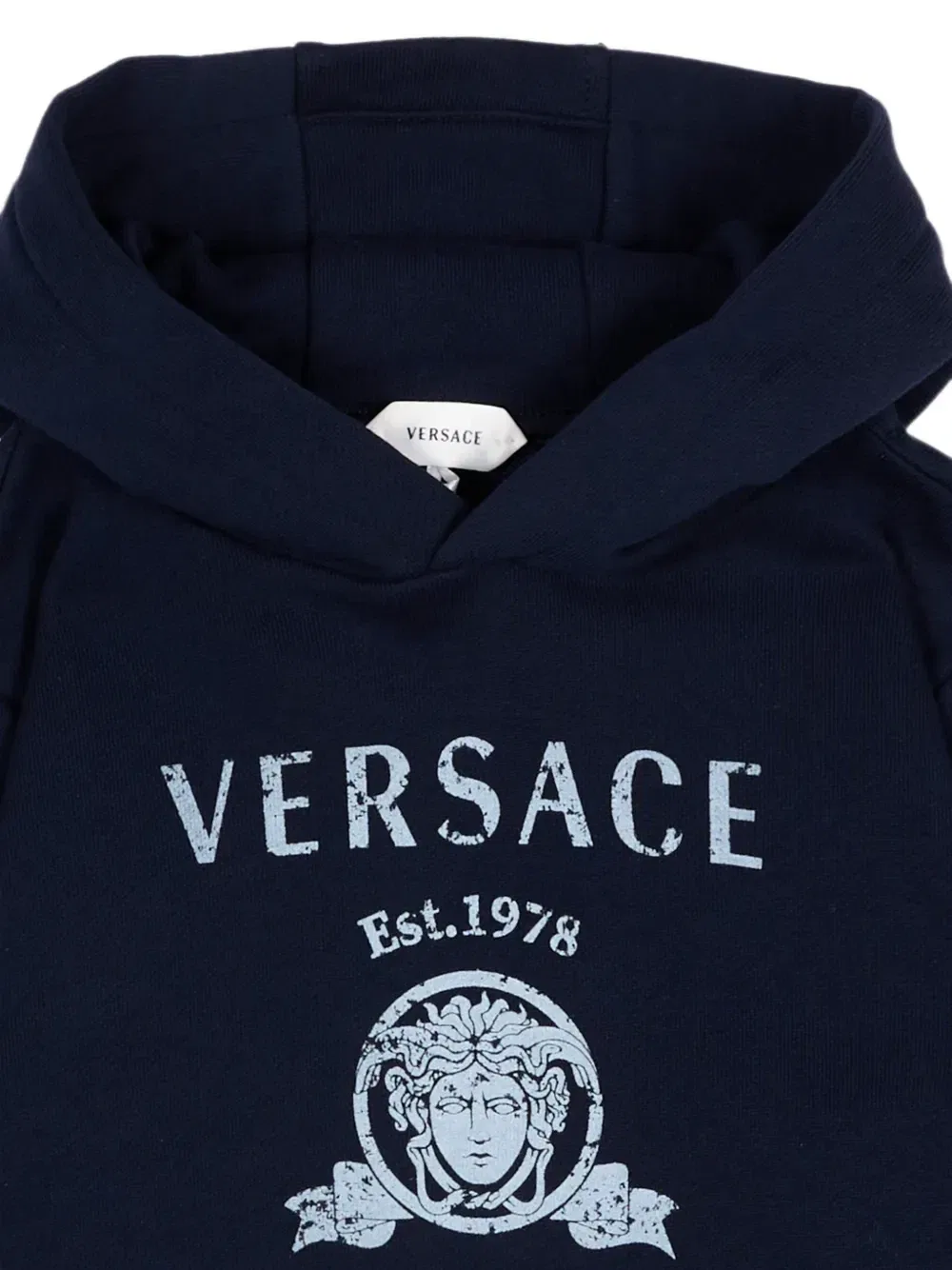 Худи с принтом Медузы и логотипом Versace Kids, синий — фото 3