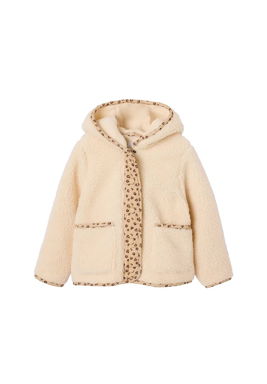 Übergangsjacke aus teddyfleece mit kapuze mädchen - флисовая куртка Vertbaudet, Vanille