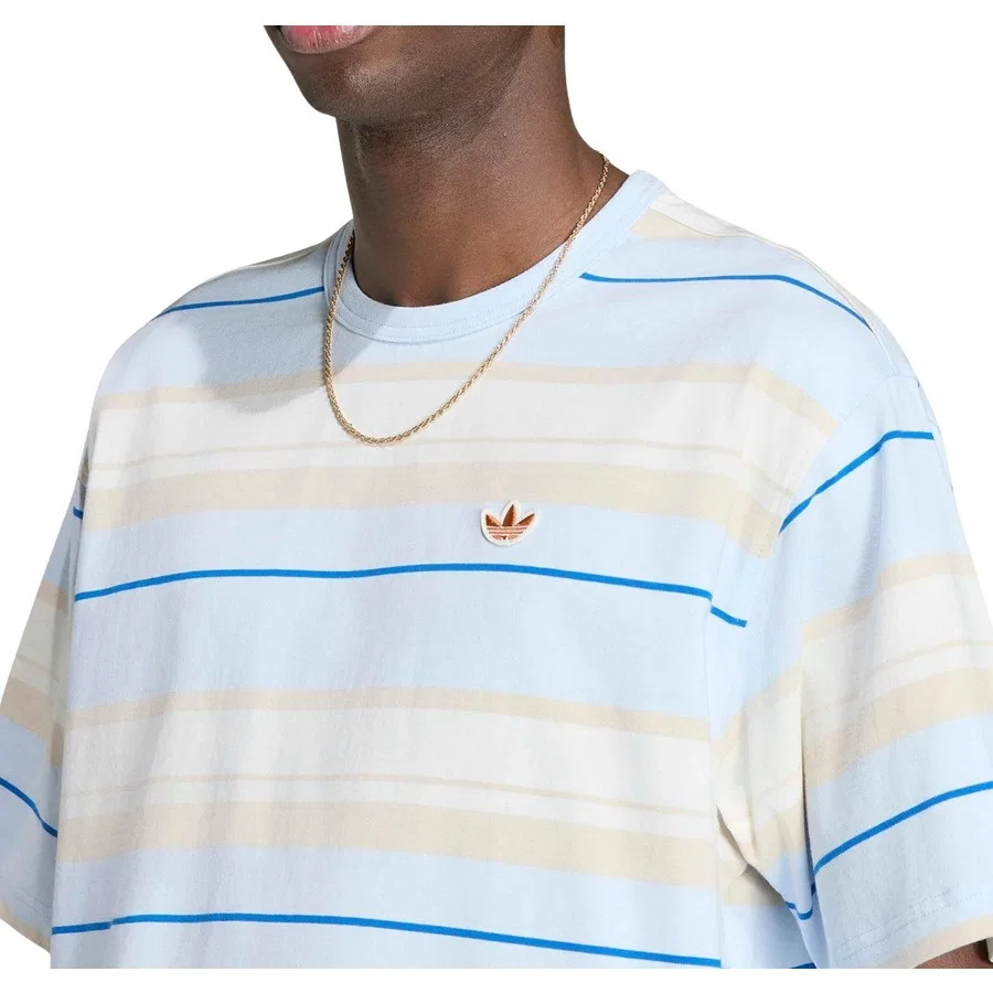 Футболка с принтом Stripe Tee adidas, Светло-синий — фото 3