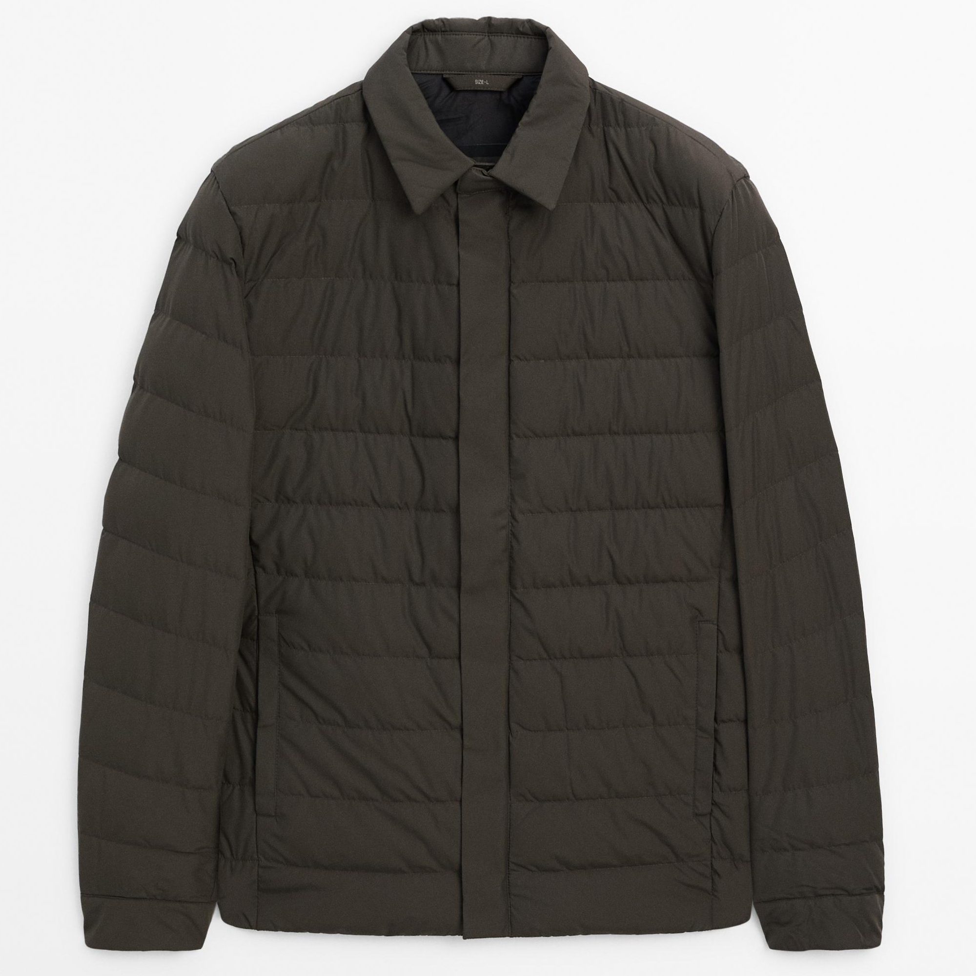 

Пуховик с наполнителем из пуха и пера Massimo Dutti, серый