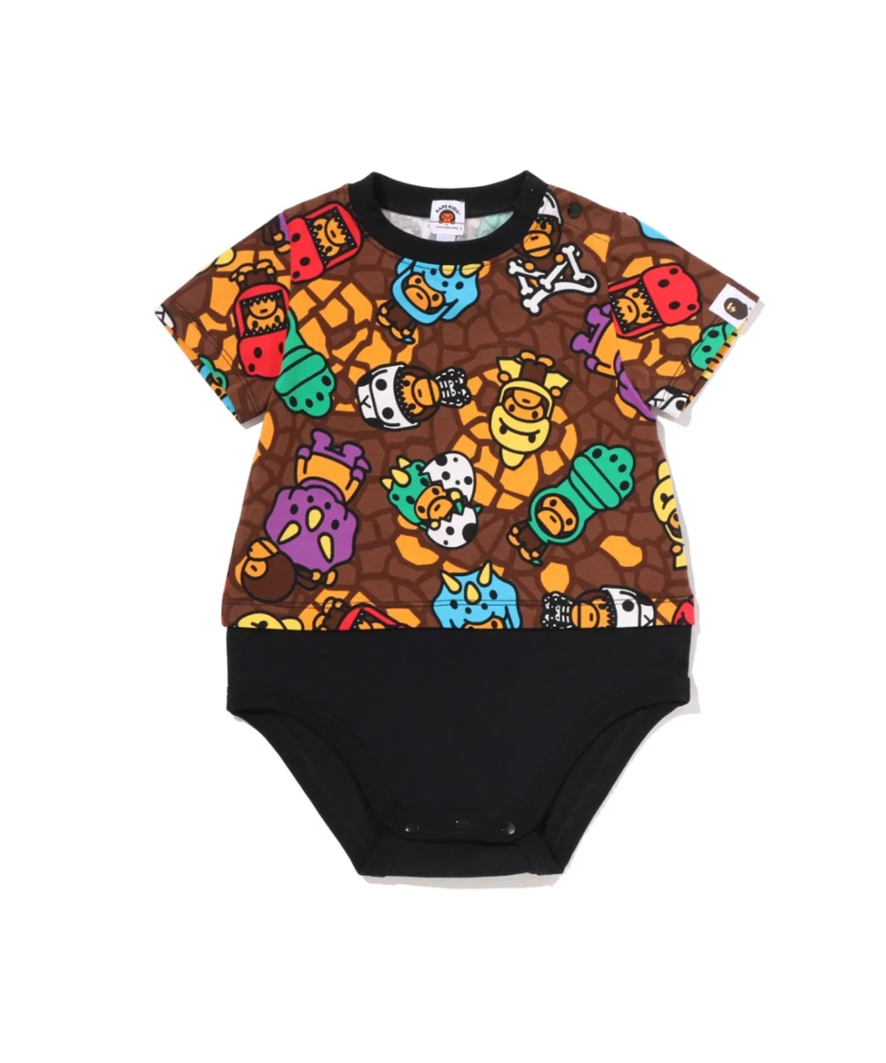 Детский боди-комбинезон с принтом MILO MULTI DINOSAURS PATTERN A BATHING APE, Multi