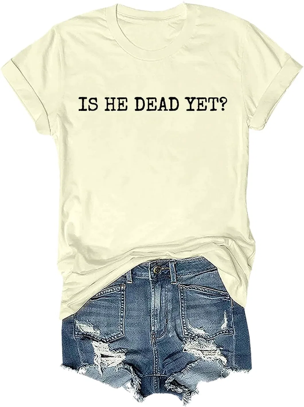 Футболка с принтом Is He Dead Yet, Creamy Yellow