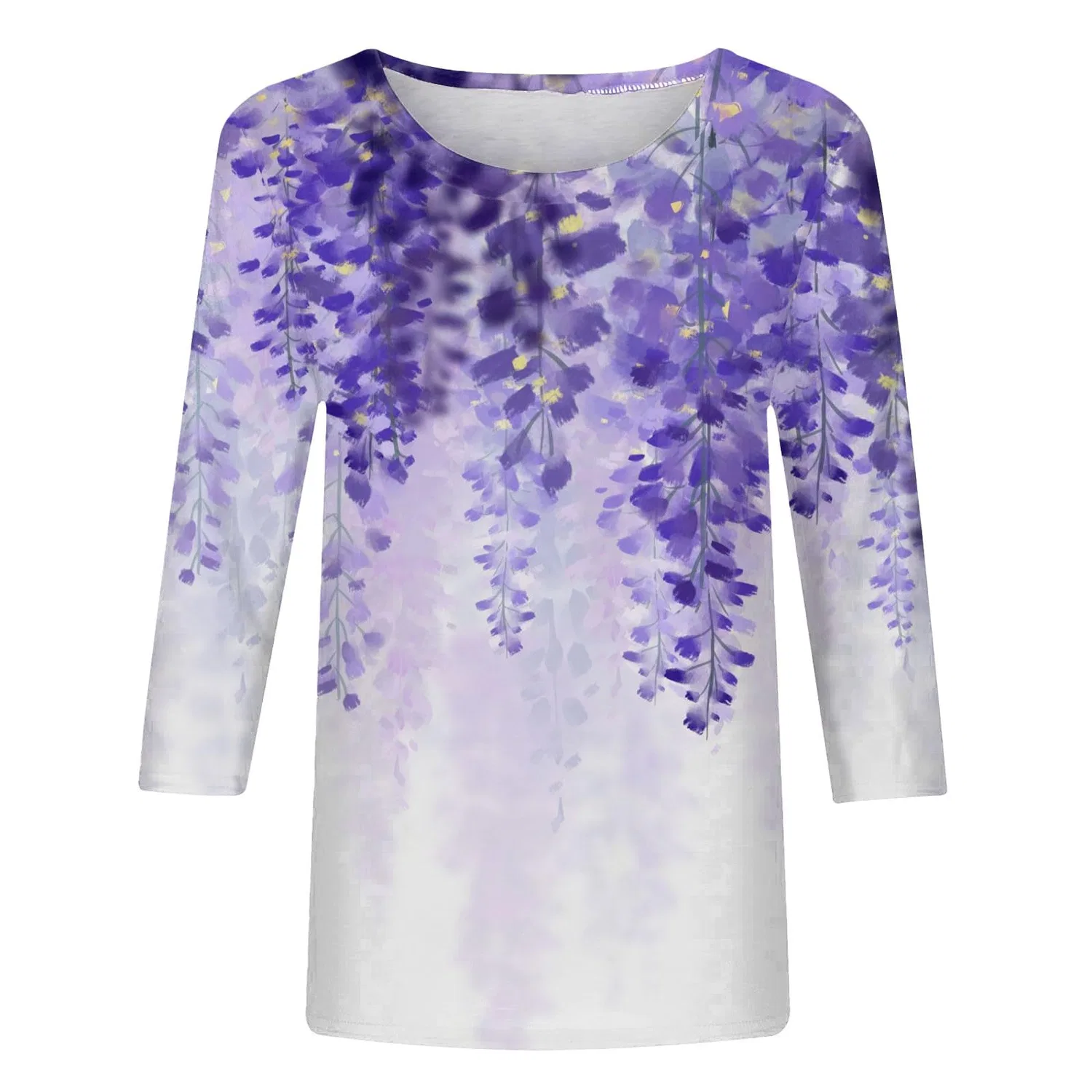 Женская футболка с принтом Plus Size T-Shirts 3/4 Sleeves, Purple #4 — фото 3