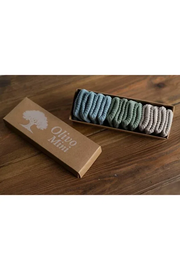 Детские носки для новорожденных из органического бамбука Olivo Mini, Blue-Green-Beige — фото 3