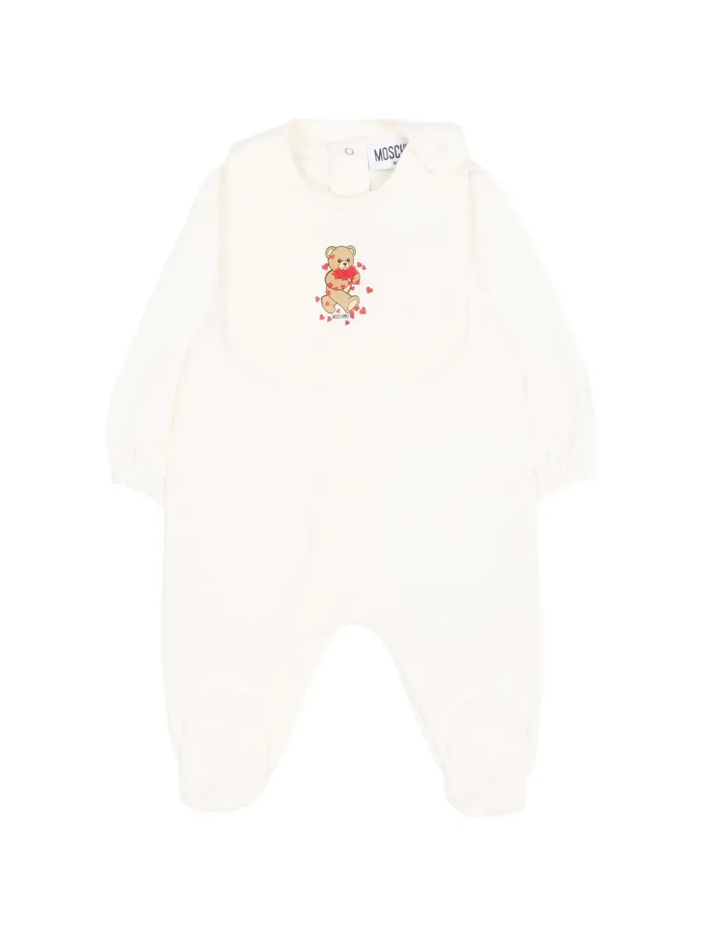 Комбинезон с нагрудником и принтом в виде медвежонка Moschino Kids, бежевый