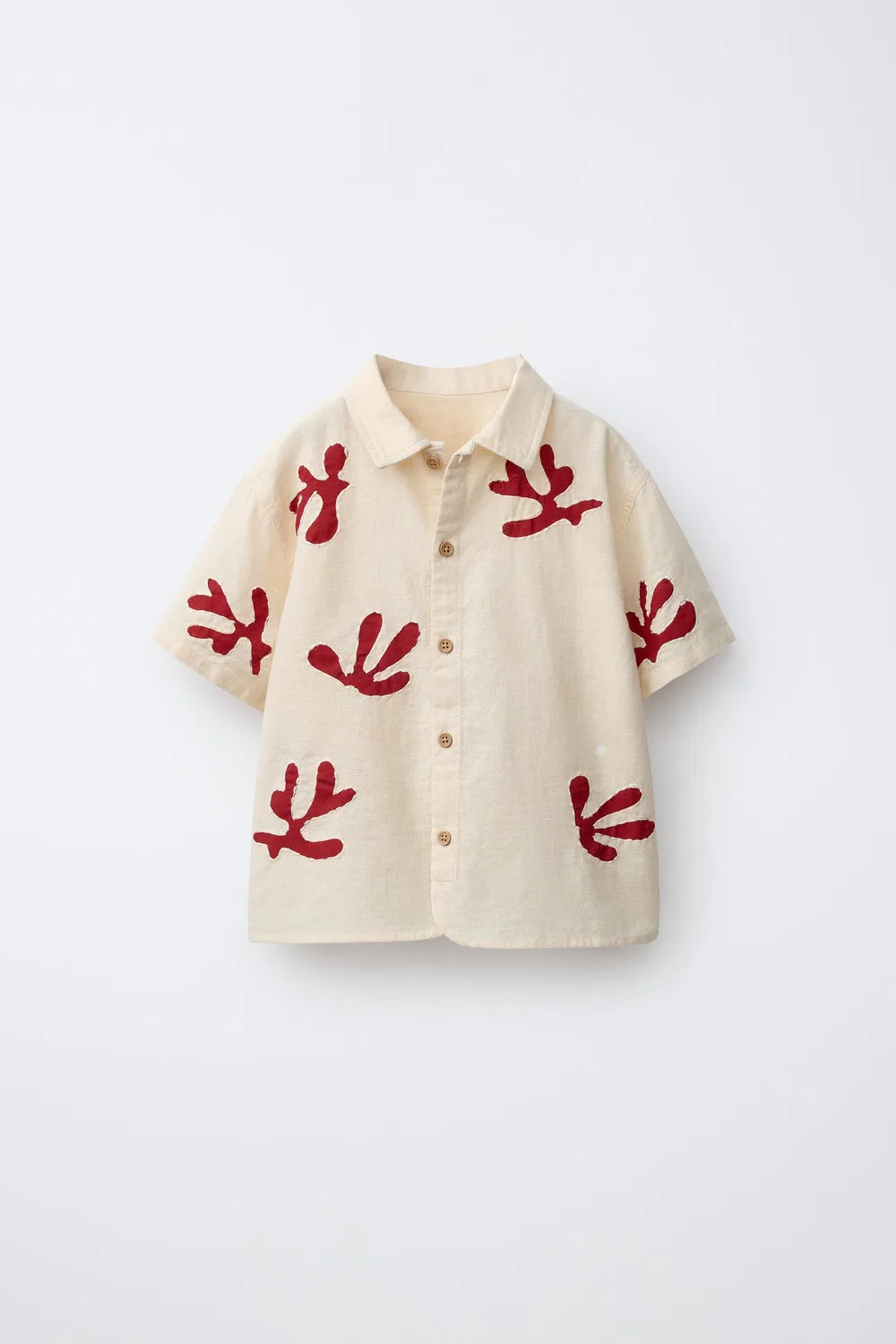 Вышитая льняная рубашка ZARA, Ecru