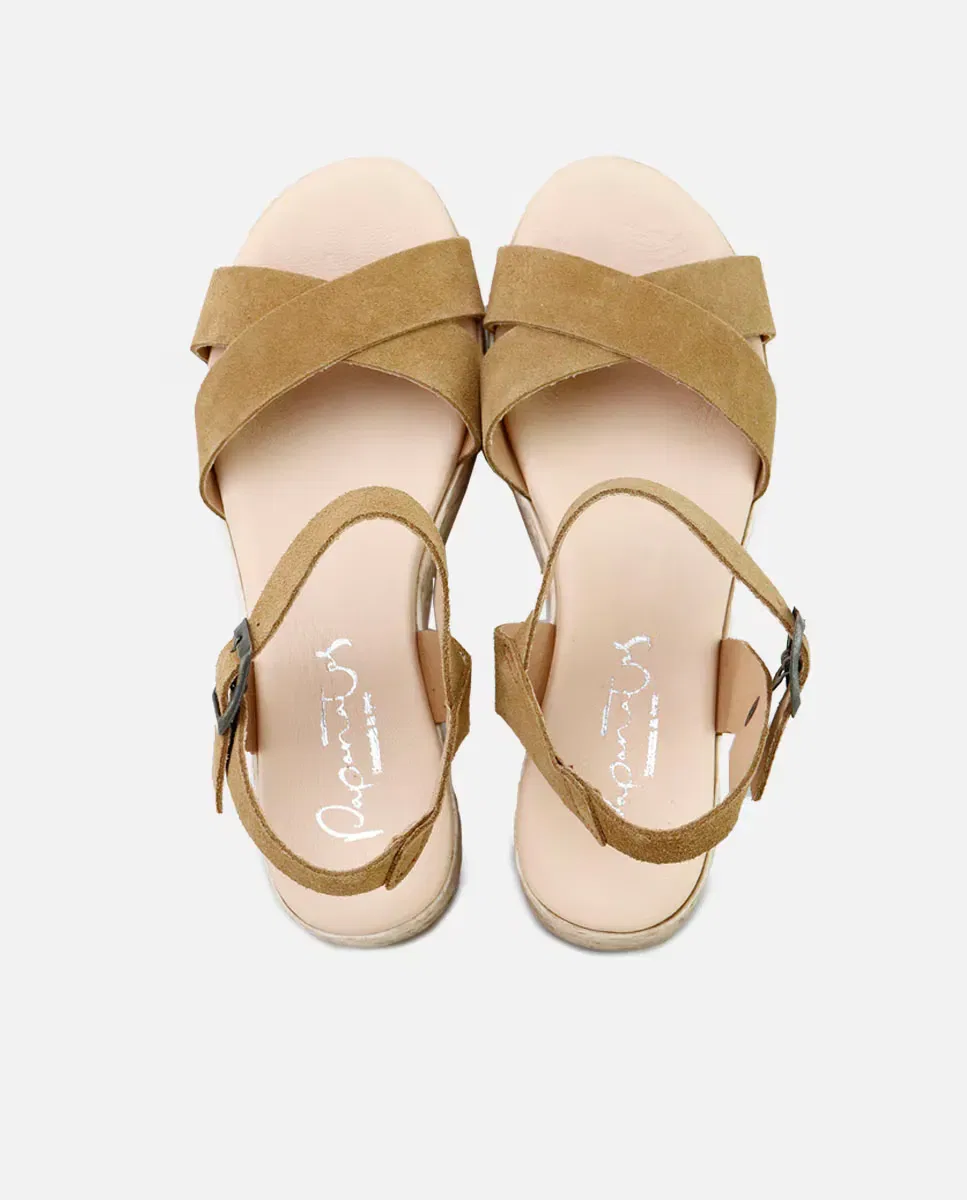 Детские сандалии для девочек на платформе Eli 1957, Camel — фото 4