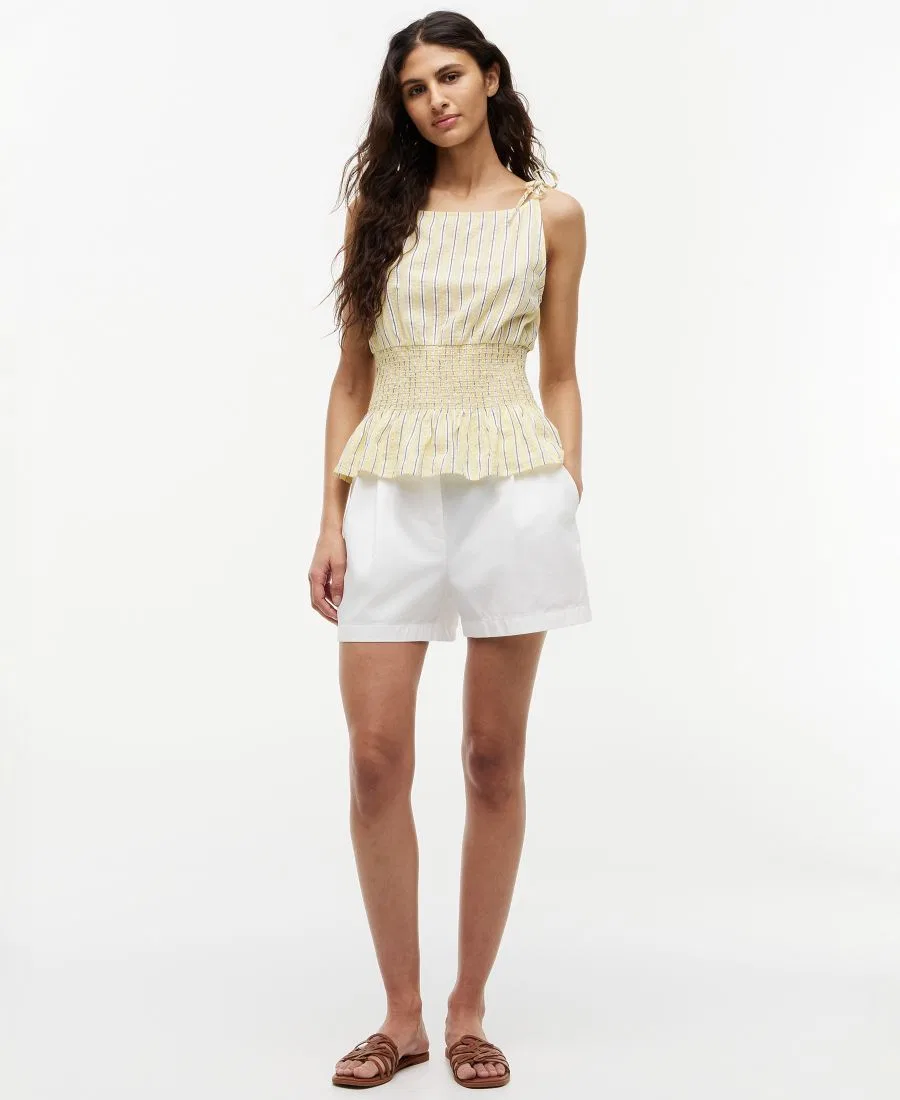 Топ с текстурной сборкой и завязками на плечах Tommy Hilfiger, Light Quartz Stripe Cream — фото 2