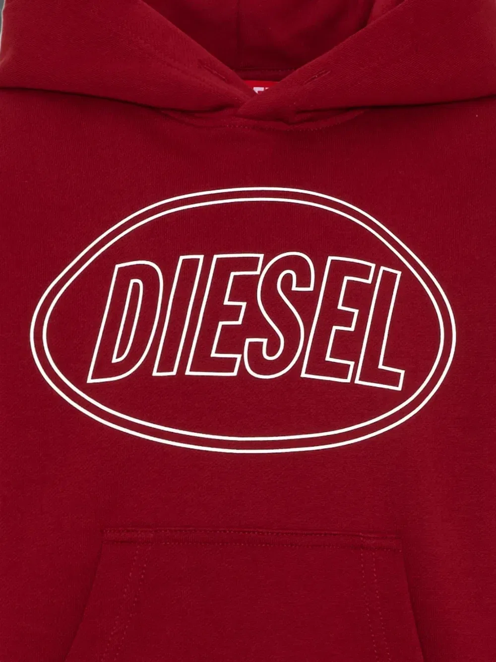 Толстовка с капюшоном, принтом с логотипом и карманом-кенгуру Diesel Kids, красный — фото 3