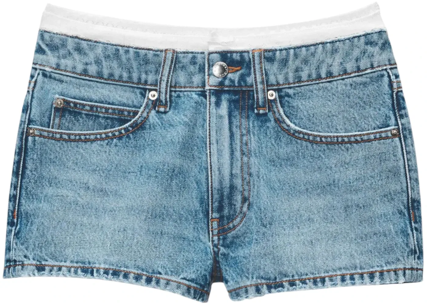 Женские шорты с высокой посадкой Pointelle Undie Alexander Wang, Vintage Light Indigo