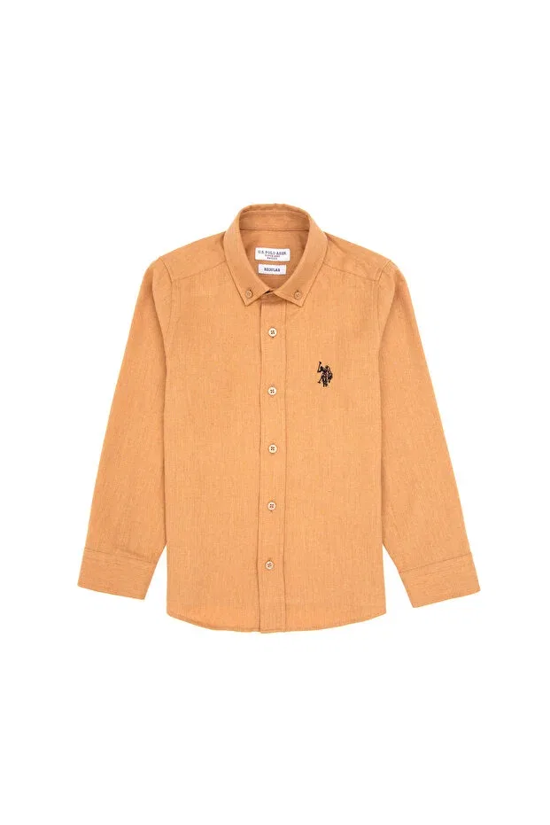 Детская рубашка для мальчиков с длинным рукавом U.S. Polo Assn., Camel — фото 3