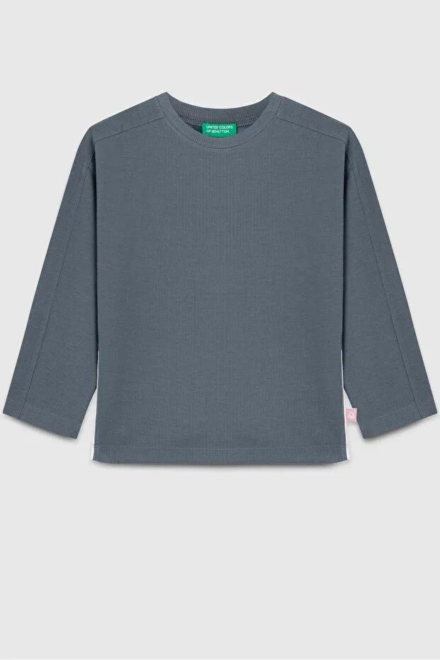 Детская футболка для девочек хлопковая United Colors Of Benetton, Blue-Antrasite
