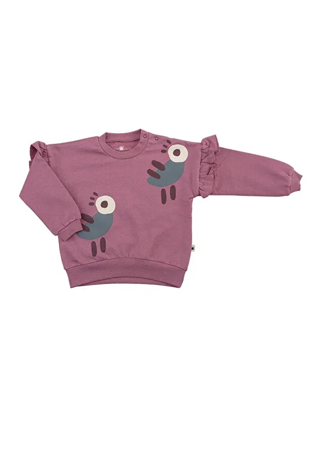 Детское платье-свитшот для девочек хлопковое Frills sweatshirt Little Yucca, Dark Pink — фото 2