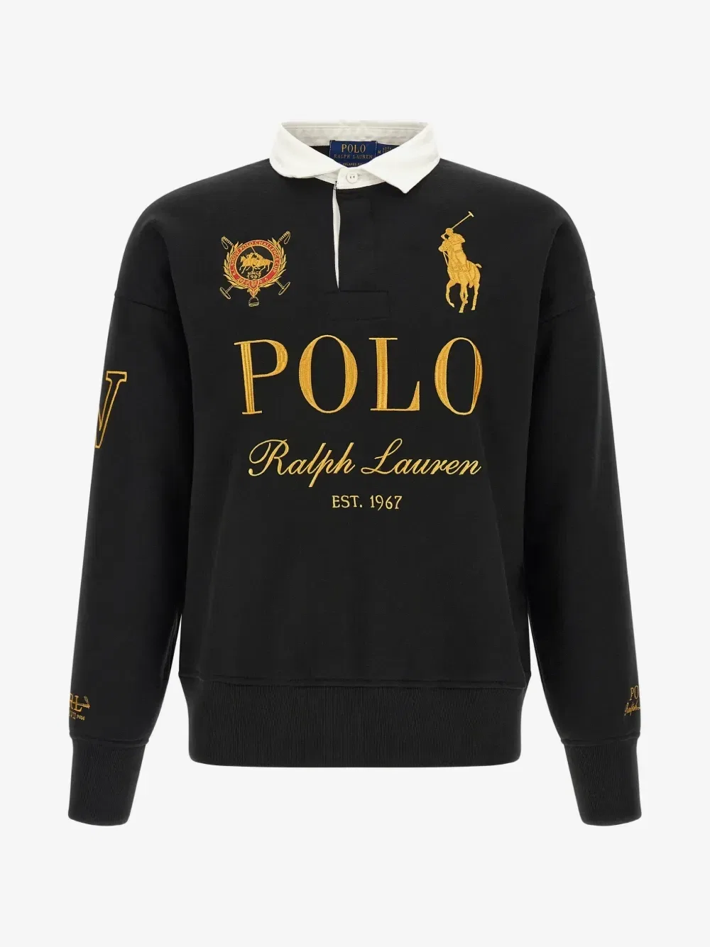 Свободный крой толстовка-поло регбийка с крупным пони POLO RALPH LAUREN, черный