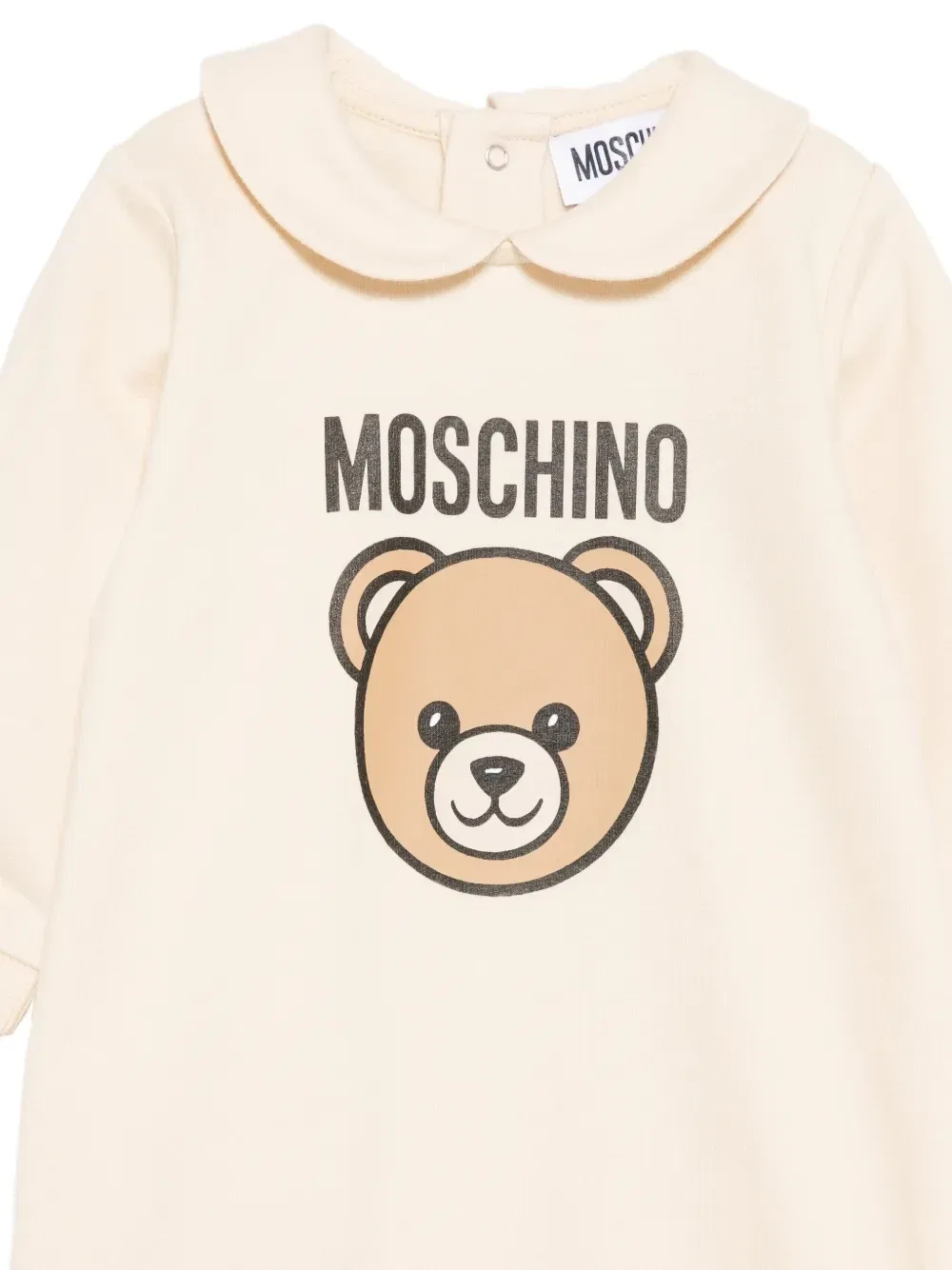 Хлопковая пижама с принтом логотипа в виде плюшевого мишки Moschino Kids, бежевый — фото 3