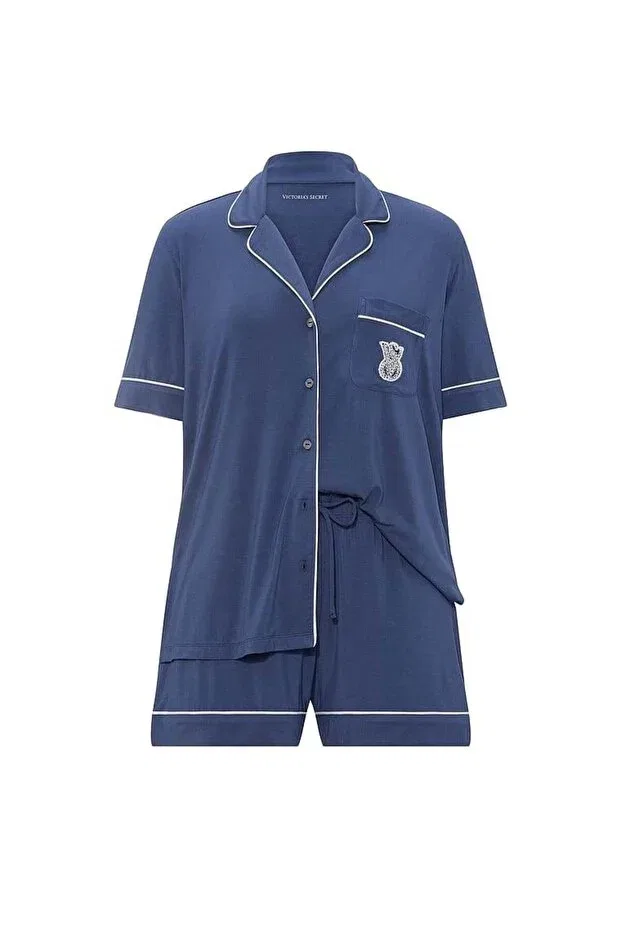 Женский комплект пижамы из модала с коротким рукавом Sosoft modal short pajama set Victoria'S Secret, Navy Blue — фото 3