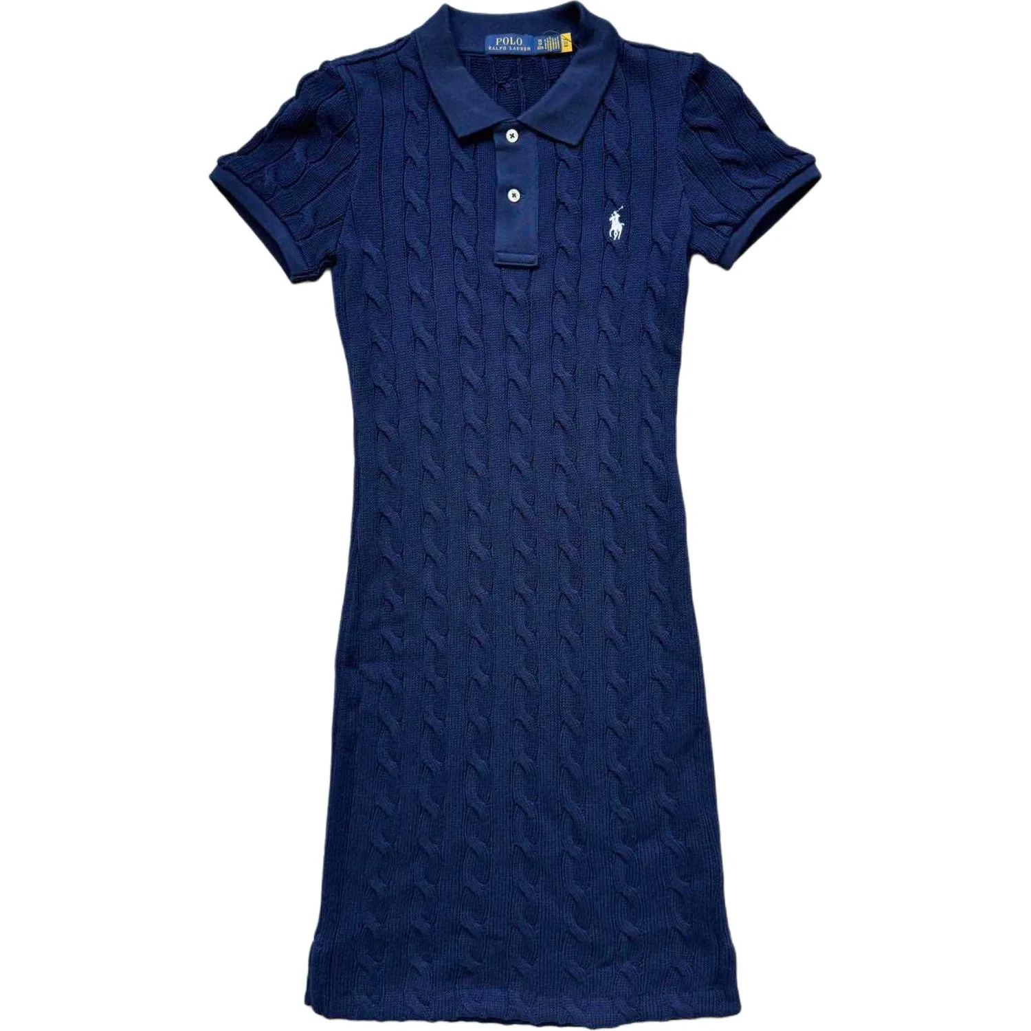 Платье с коротким рукавом, поло-воротник, миди, Polo Ralph Lauren, Blue