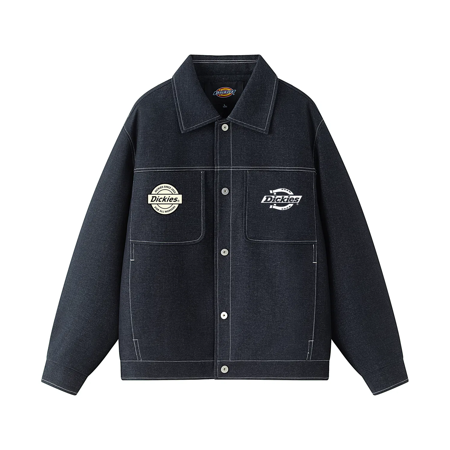 Детская куртка джинсовая с воротником-стойкой прямого кроя Dickies, Denim Blue — фото 3