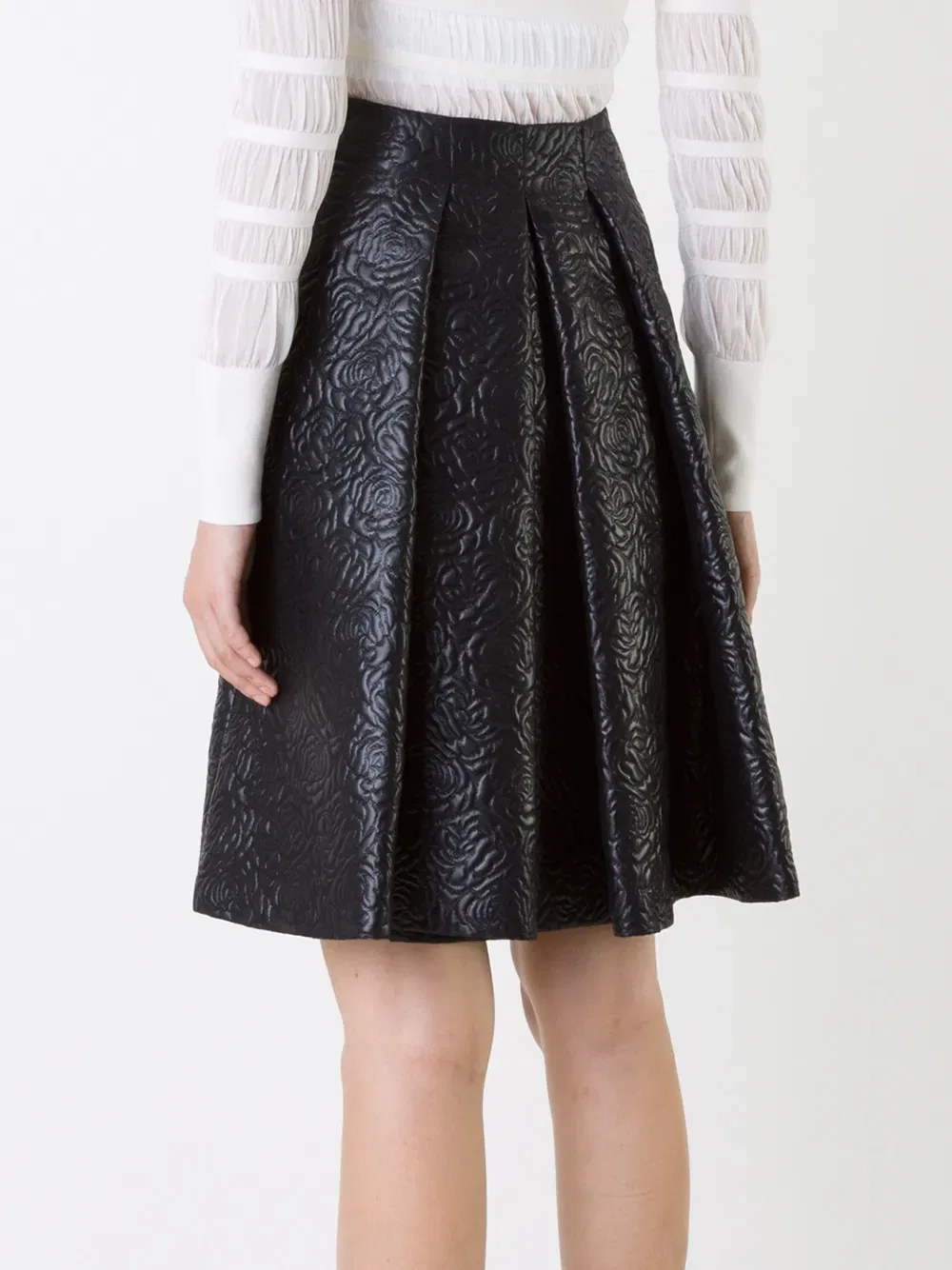 Юбка А-силуэта с рельефным рисунком роз Alexander Mcqueen, черный — фото 4