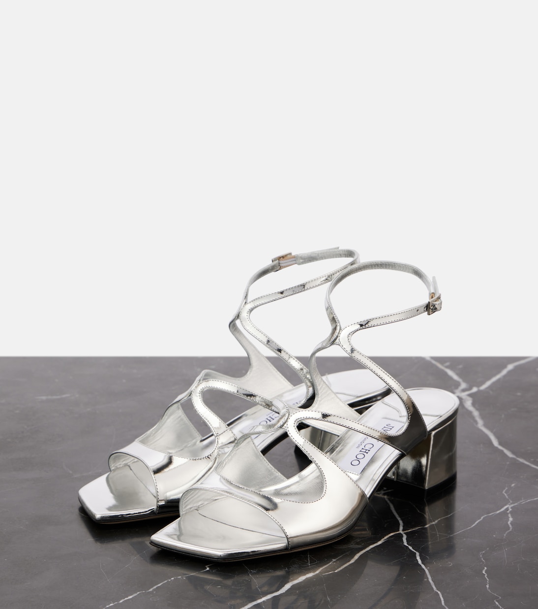 Азилия 45 сандалии из металлизированной кожи Jimmy Choo, серебряный — фото 4