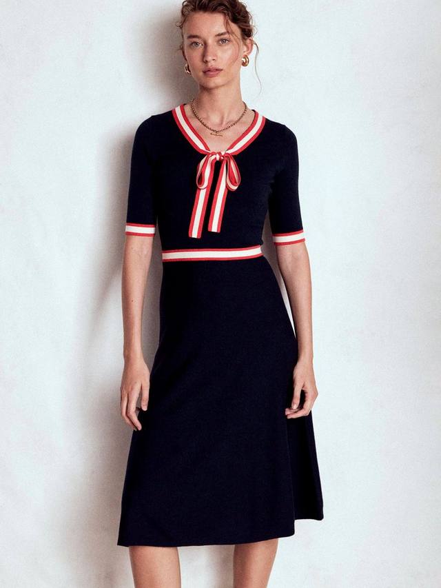 

Хлопковое платье миди с короткими рукавами и круглым вырезом Boden