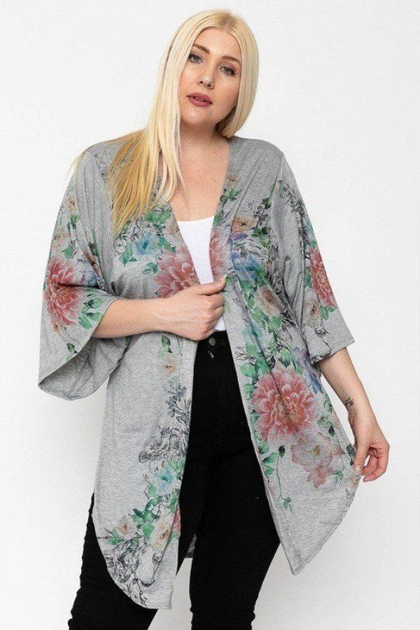 

Удлиненный кардиган с цветочным принтом FASHNZFAB, цвет grey/floral
