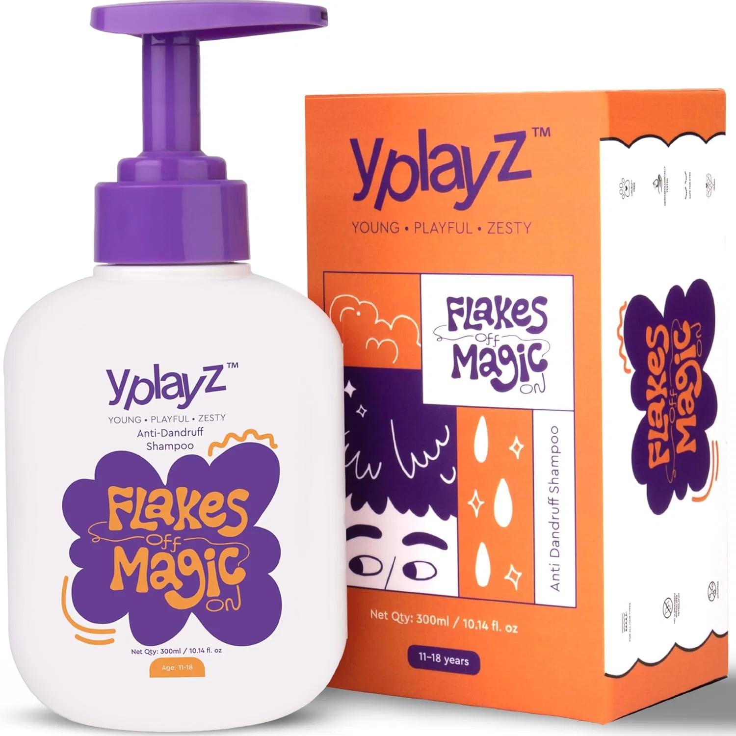 Увлажняющий шампунь от перхоти YplayZ Flakes Off Magic On для подростков 11+ Yplayz