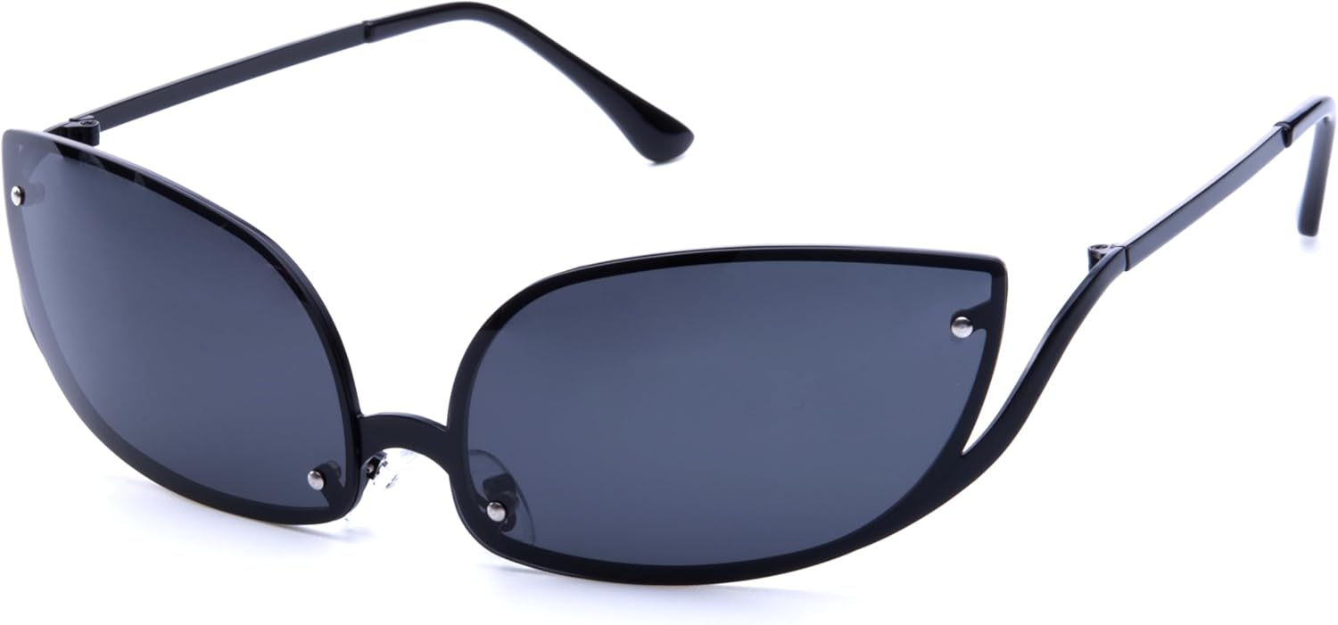 

Солнцезащитные очки ICARA в стиле ретро минимализма с обтекаемой формой для мужчин и женщин, стильные винтажные солнцезащитные очки в стиле Y2K, с металлической оправой, Black