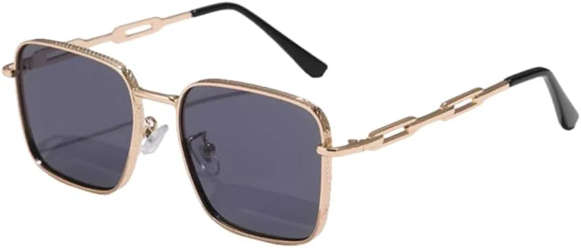 

Прямоугольные солнцезащитные очки для мужчин и женщин, металлические солнцезащитные очки для женщин и мужчин, защита от ультрафиолета UV400 HDUBFY, Black