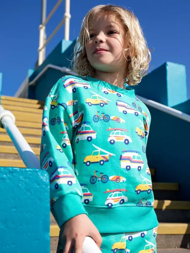 Детская толстовка с круглым вырезом и принтом, На пляж Frugi — фото 2