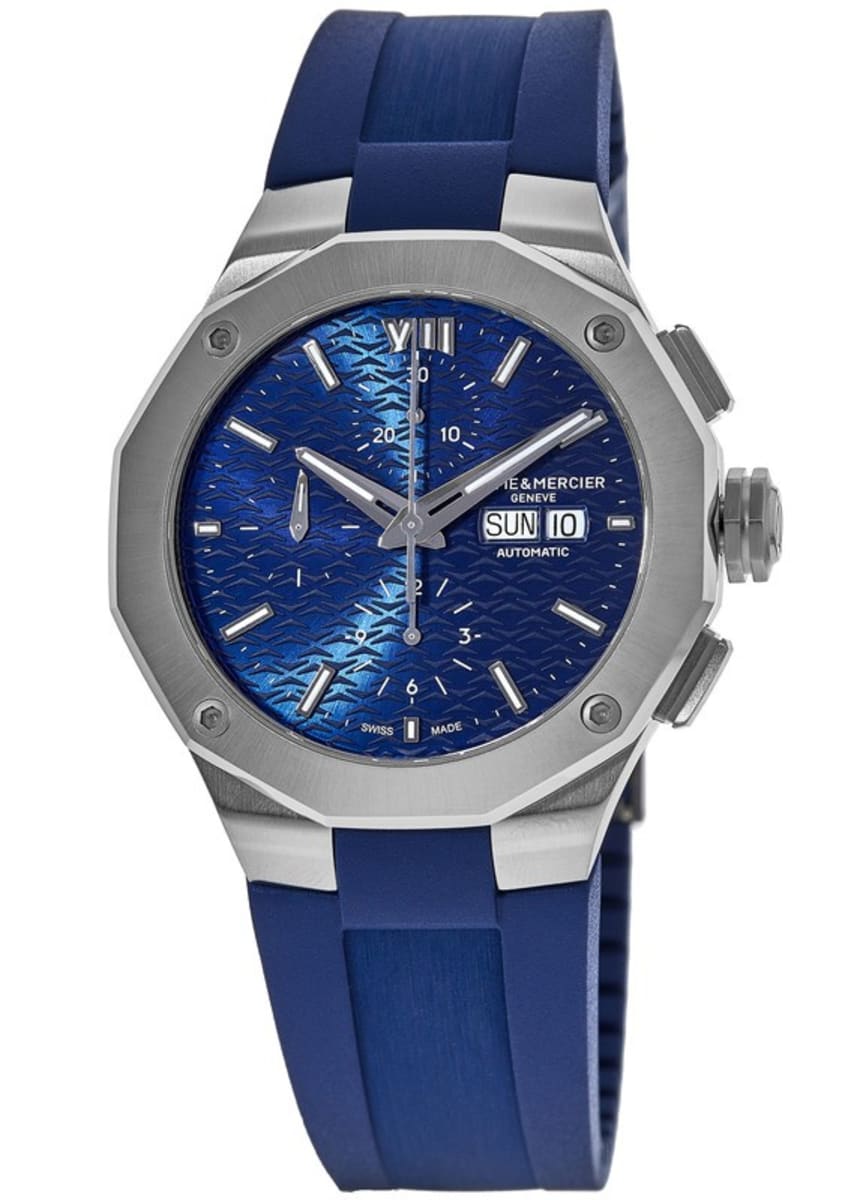 

Мужские часы Baume & Mercier Riviera с синим циферблатом и каучуковым ремешком 10623