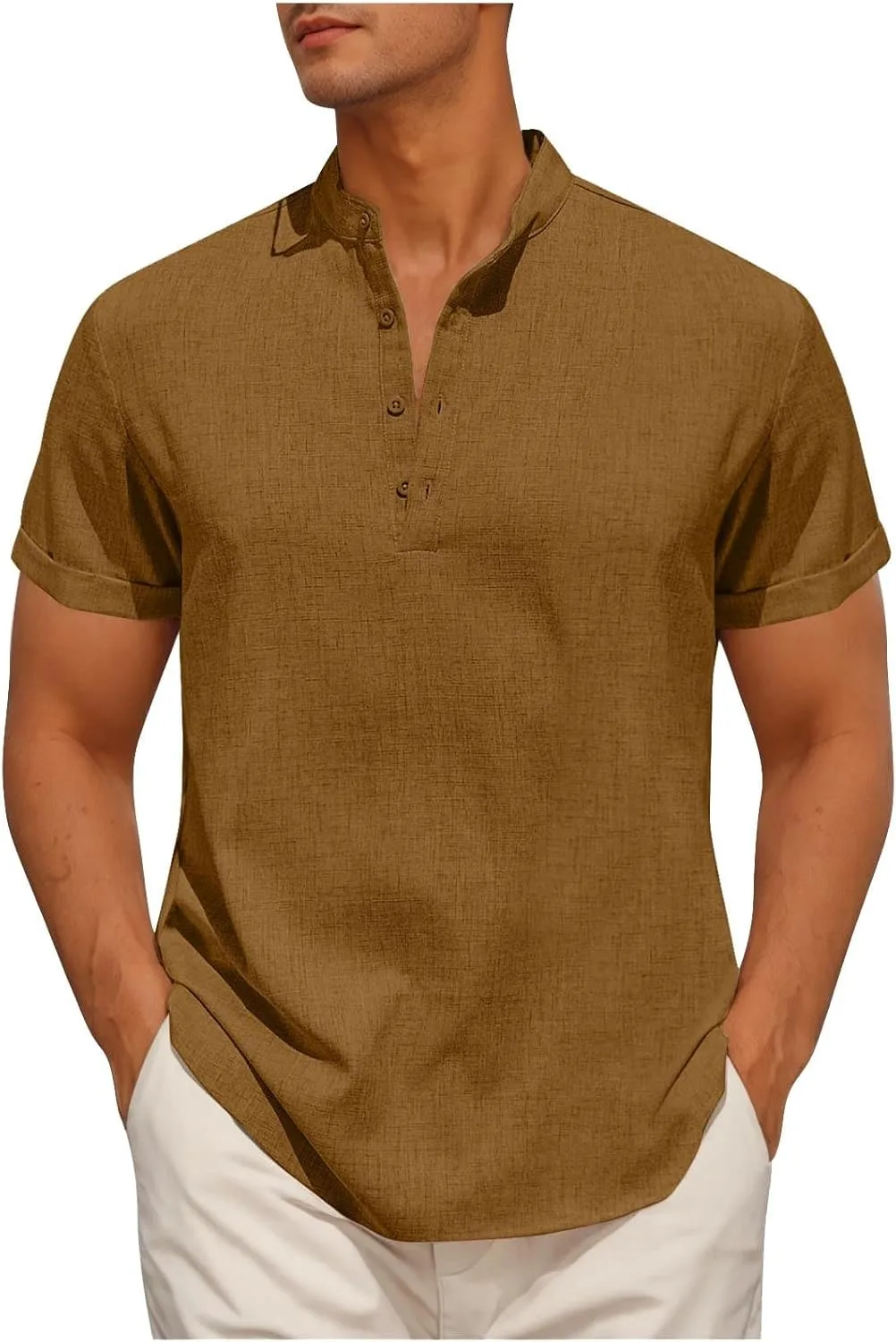 

Мужская летняя футболка с коротким рукавом и воротником стойкой TXGMNA