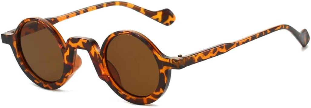 

Солнцезащитные очки для мужчин и женщин - защита UV400 - круглые линзы с леопардовым принтом, цветные, для занятий спортом на открытом воздухе и вождения DSVIGF, Leopard Tea