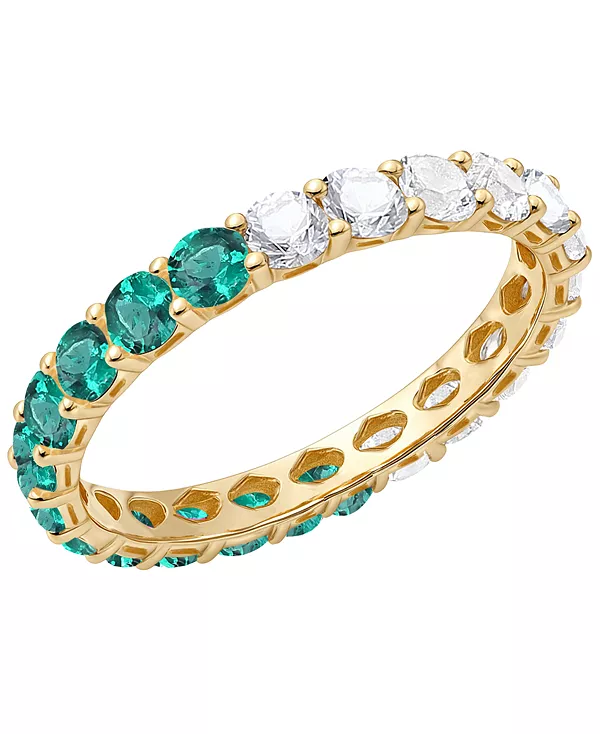 

Кольцо с голубым топазом (1 карат tw) и выращенным в лаборатории белым сапфиром (1 карат tw) из стерлингового серебра Macy'S, emerald