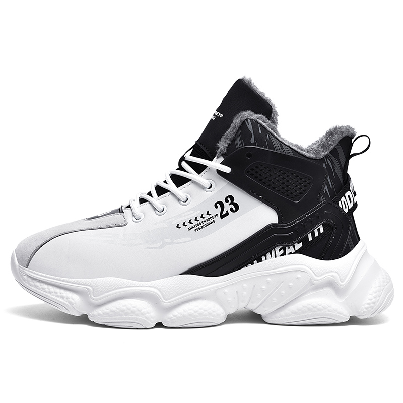 

Термостойкие износостойкие легкие нескользящие высокие повседневные кроссовки для бега мужские MEKY, белый (Platform Fleece-Lined)