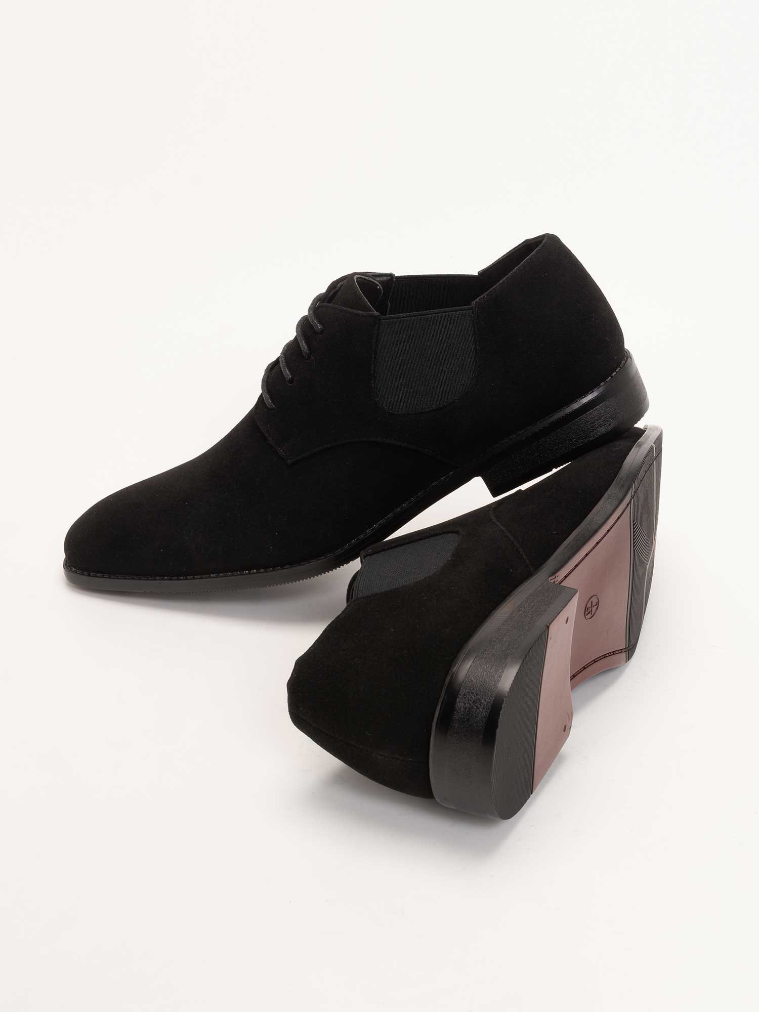 Ботинки с боковыми вставками / на шнуровке SVEC, Black suede — фото 4