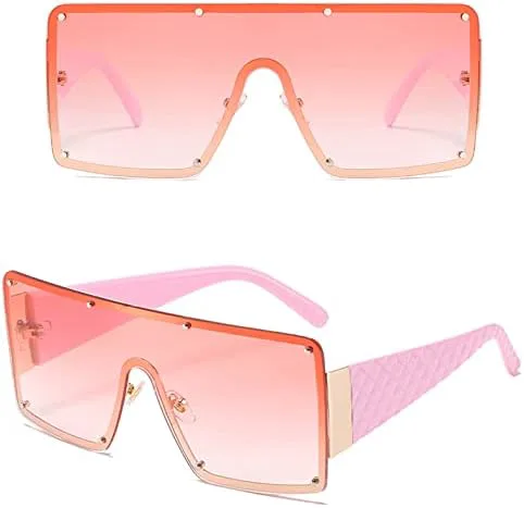 

Солнцезащитные очки большого размера 2027 года для женщин, металлическая оправа, винтажные солнцезащитные очки для мужчин, ретро-градиентные очки MTZJH, Pink