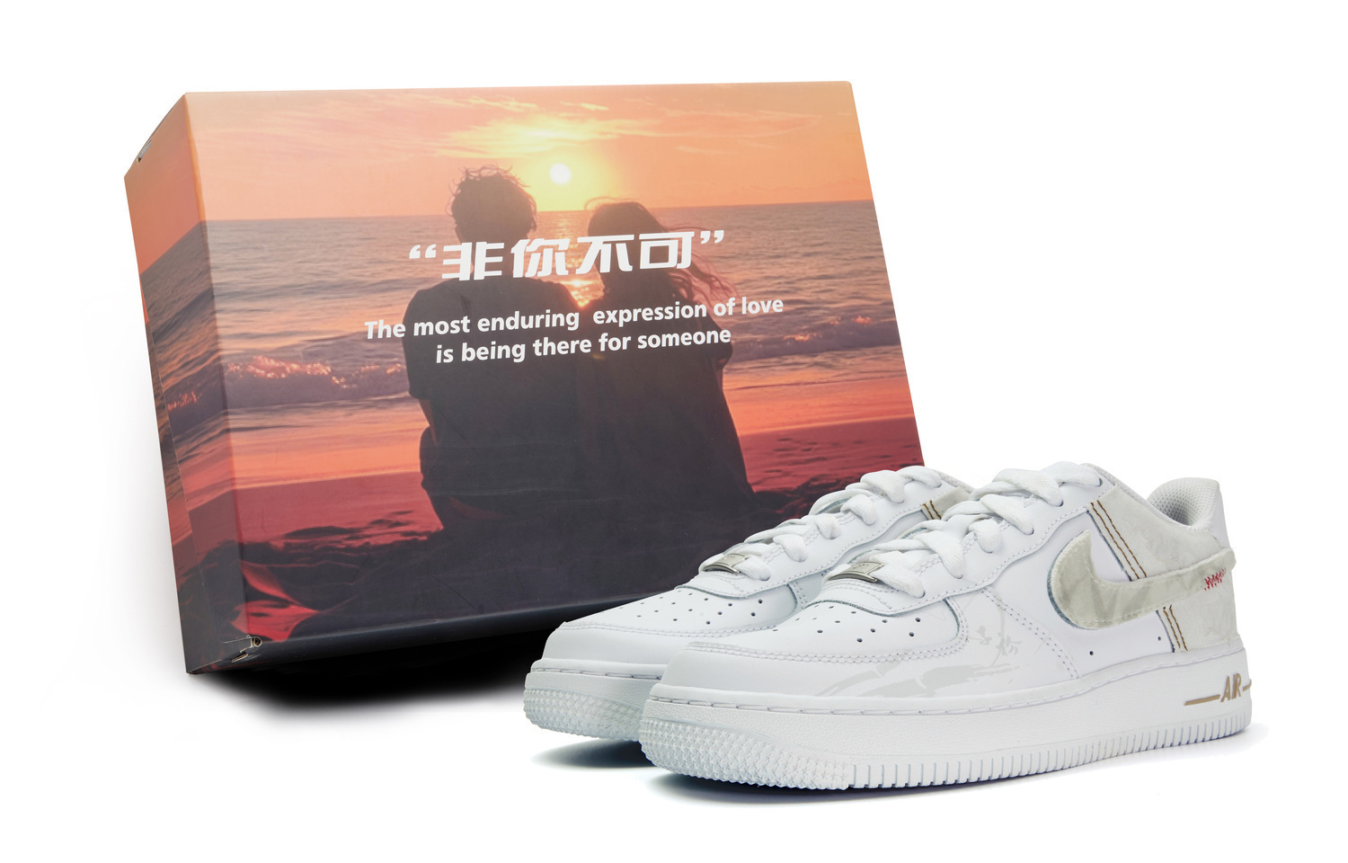 

Nike Мужские кроссовки Air Force 1 Anti Slip Wear Resistant Low Top Skateboard бело-серые