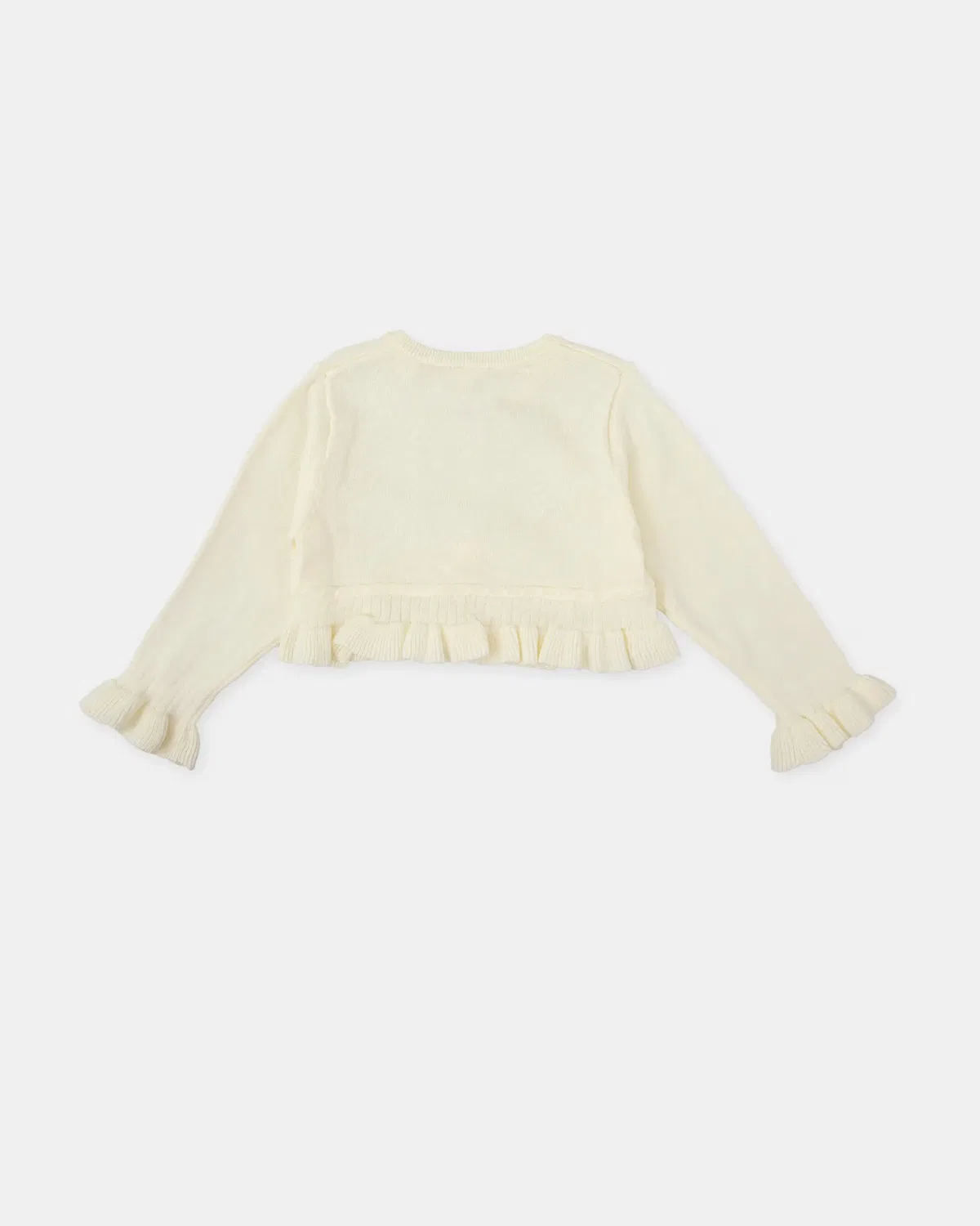 Детская вязаная куртка для девочек с воланами Tutto Piccolo, Beige — фото 3