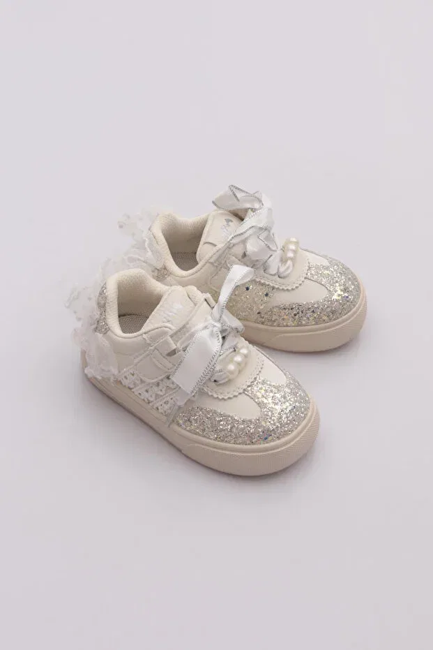Детские кроссовки для девочек с принтом Marco Kids, White — фото 2