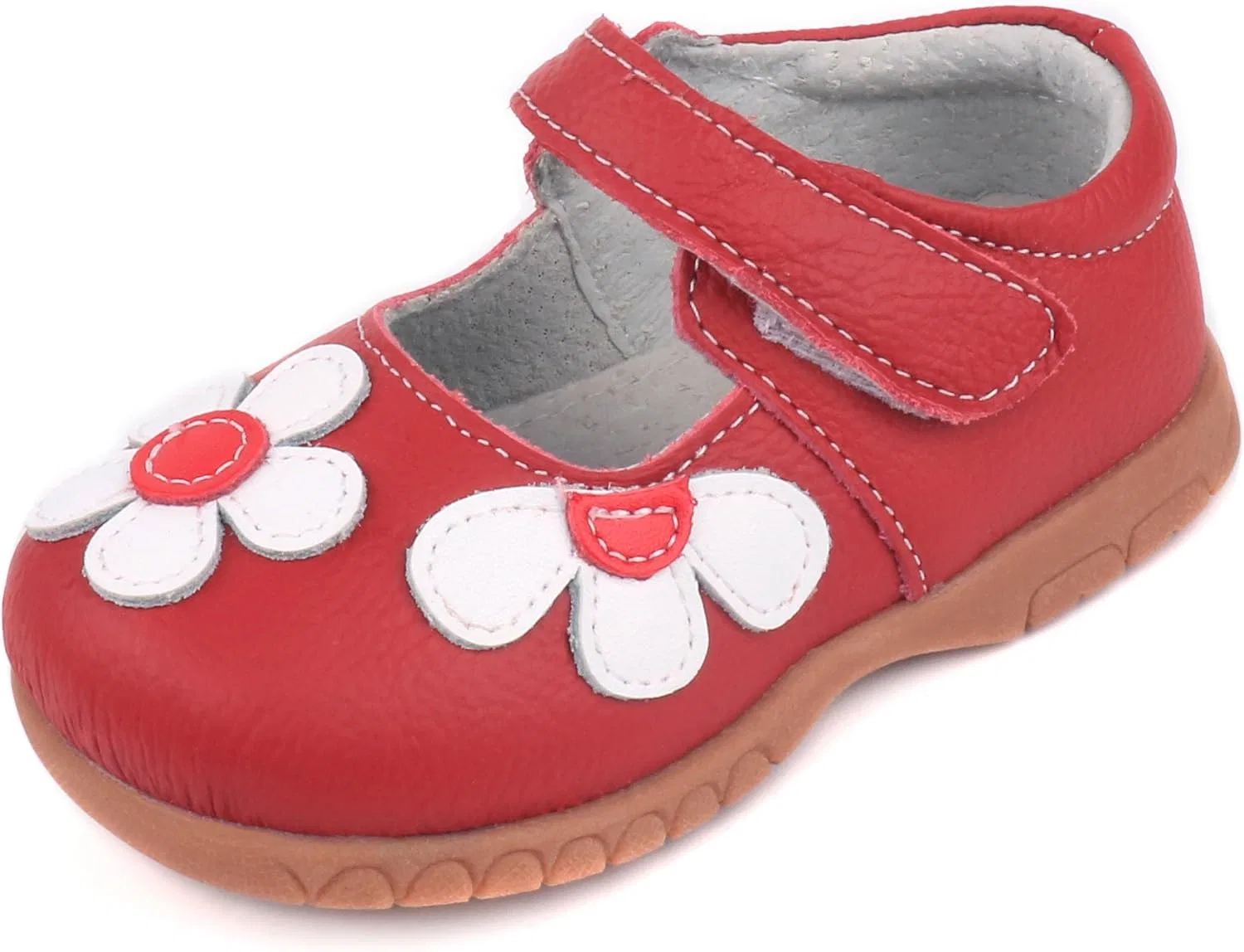 Детские туфли Мэри Джейн с кожаными бантами Femizee, Red Flower