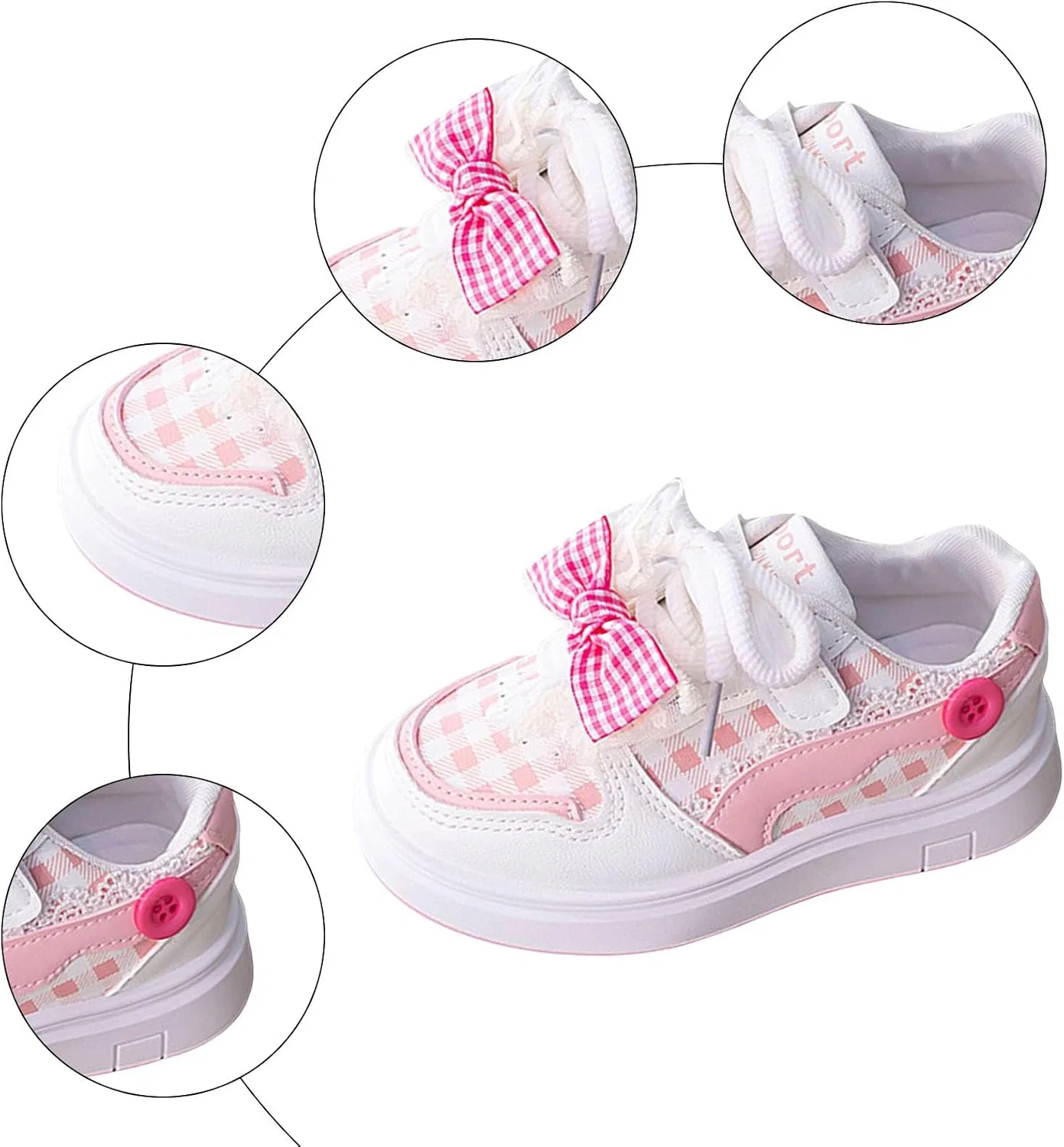 Детские кроссовки для девочек с бантом IWIHMIV, Pink — фото 4