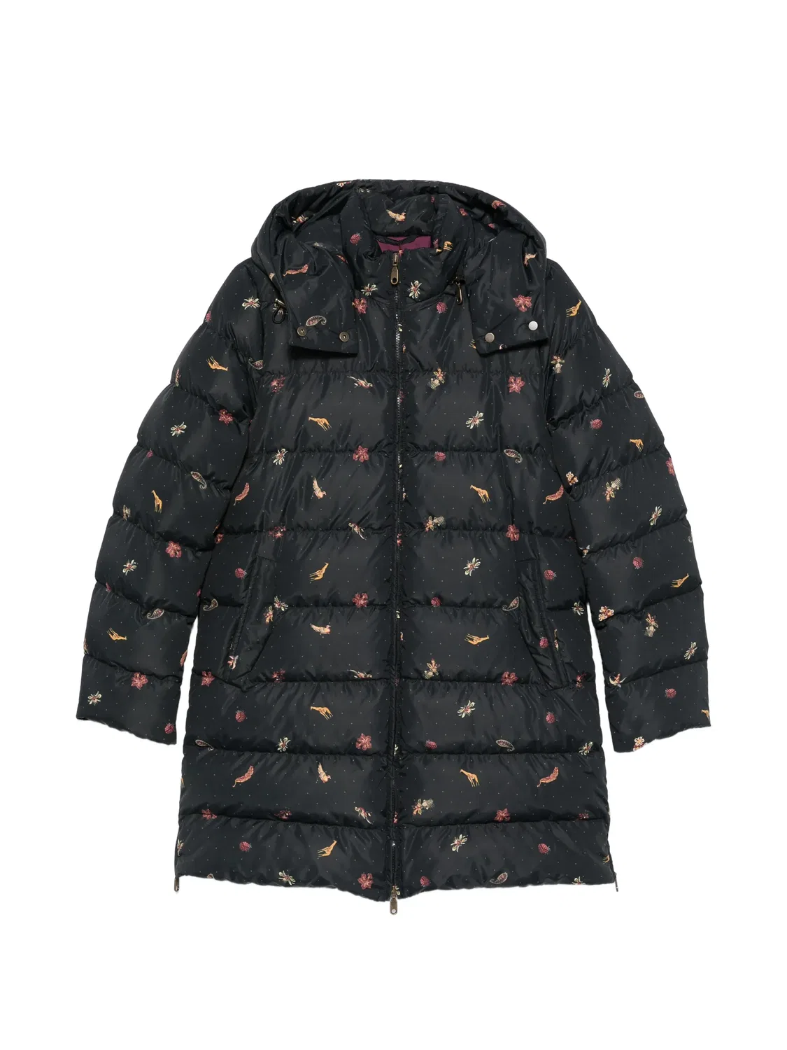 Стеганое пальто с капюшоном черное ETRO, черный