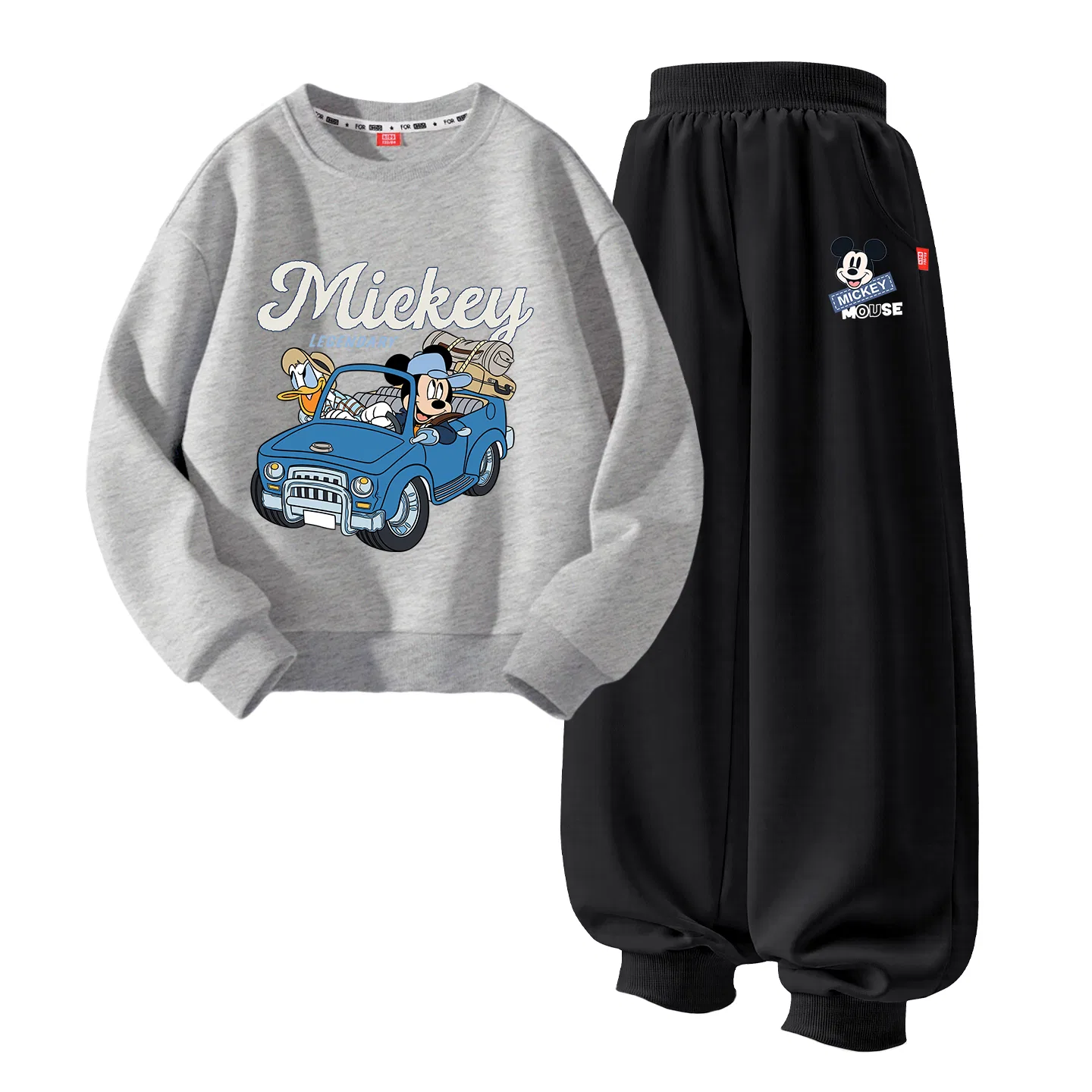 Детский спортивный костюм с круглым вырезом Disney Dashing Heather Gray+Happy K Black
