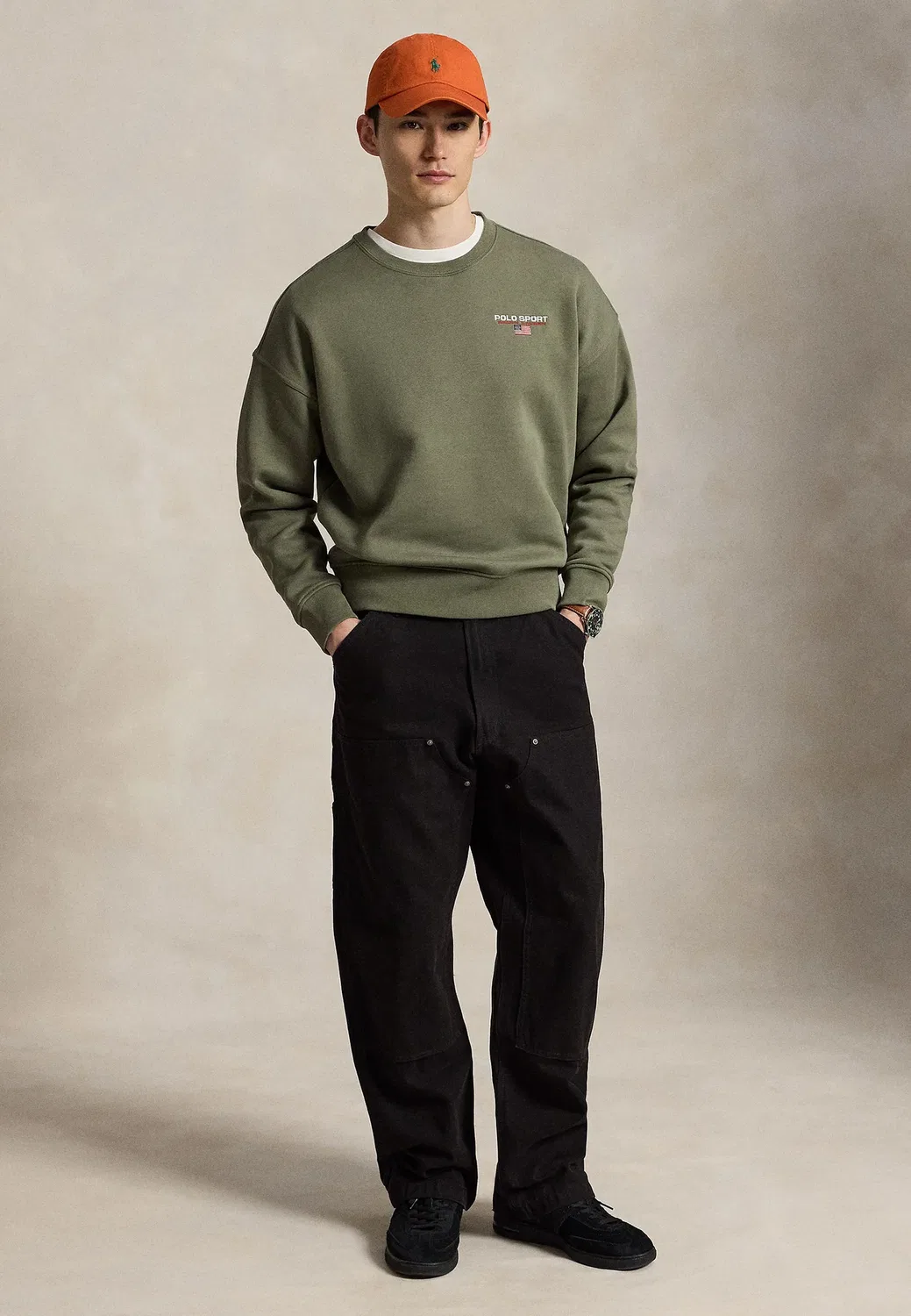 Свободная спортивная толстовка-поло унисекс - толстовка Polo Ralph Lauren, Cruise Olive — фото 2